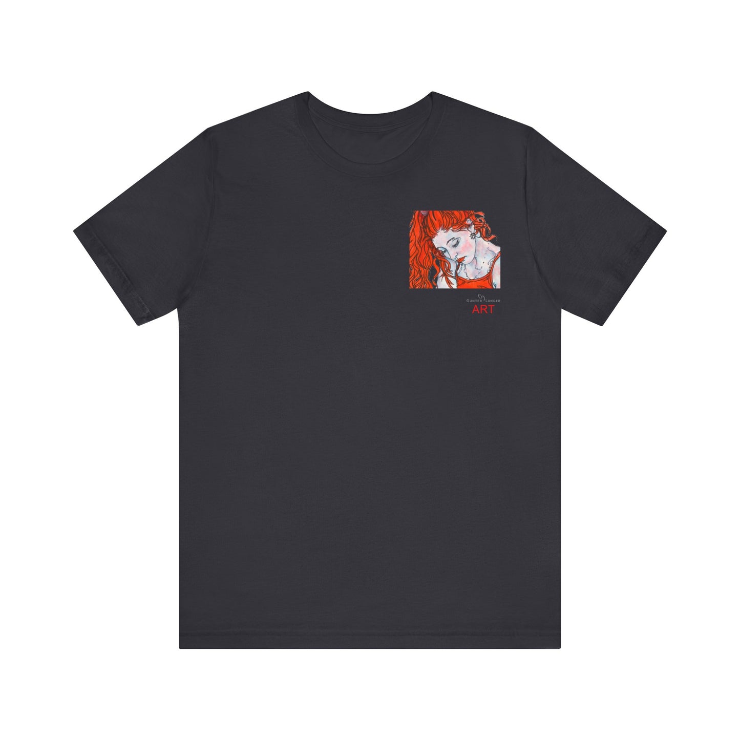 Unisex Jersey Short Sleeve Tee - Motiv: Front Julia (Ausschnitt) & Rückseite Julia, H 49 cm
