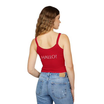 Women's Spaghetti Strap Tank Top - Motiv: Front Carla & Rückseite Schrift  Hallo!