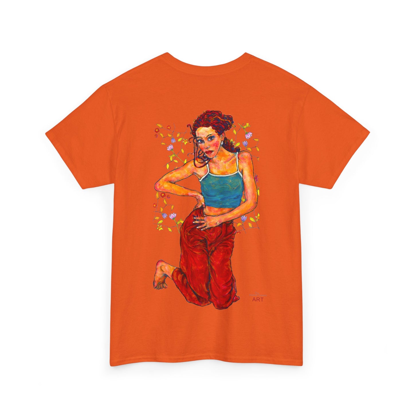 Unisex Heavy Cotton Tee - Motiv: Front, Lea, Ranken, H 13cm & Rückseite, Lea, Ranken, H 40,45 cm, Neck Label
