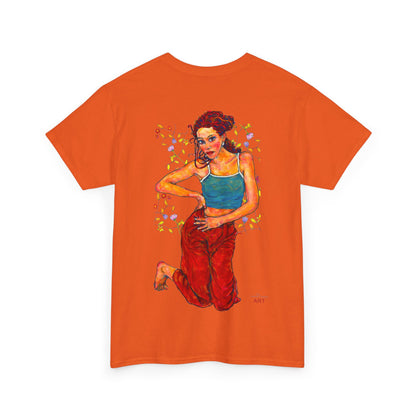 Unisex Heavy Cotton Tee - Motiv: Front, Lea, Ranken, H 13cm & Rückseite, Lea, Ranken, H 40,45 cm, Neck Label