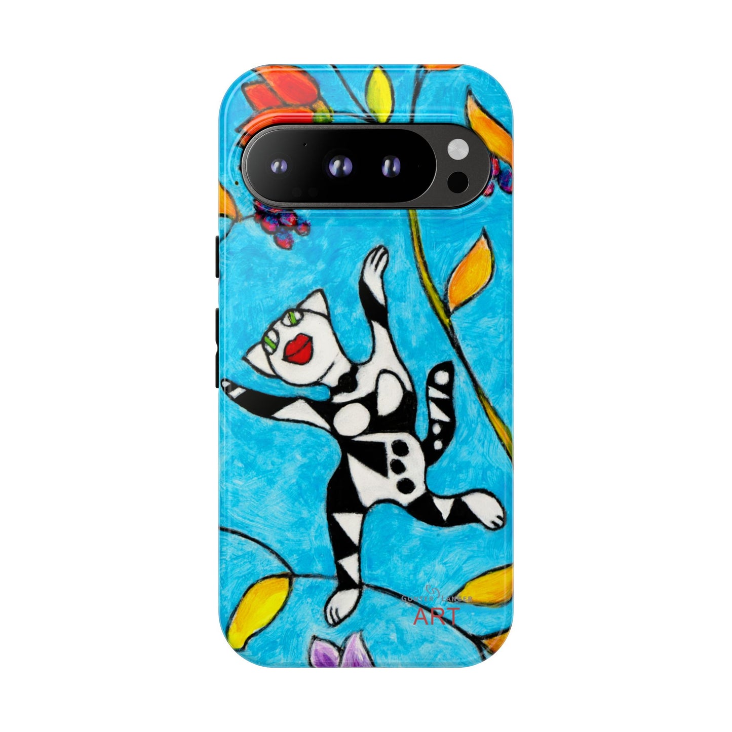 Tough Cases - Google Pixel - Samsung Galaxy - Motiv: Karierte Katze hüpft