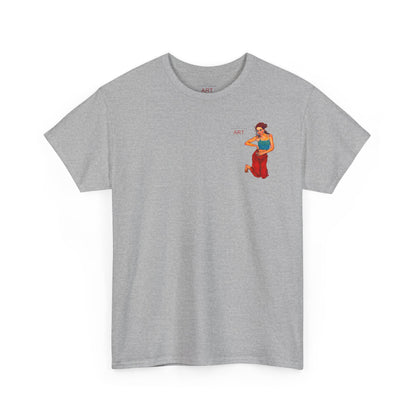 Unisex Heavy Cotton Tee - Motiv: Front, Lea, H 13cm & Rückseite, Lea A02, Ranken, 40 cm, Neck Label
