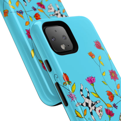 Tough Cases - Google Pixel - Samsung Galaxy - Motiv: Karierte Katzen, blau