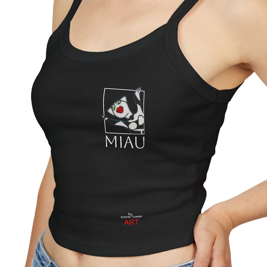 Women's Spaghetti Strap Tank Top - Motiv: Miau, klein