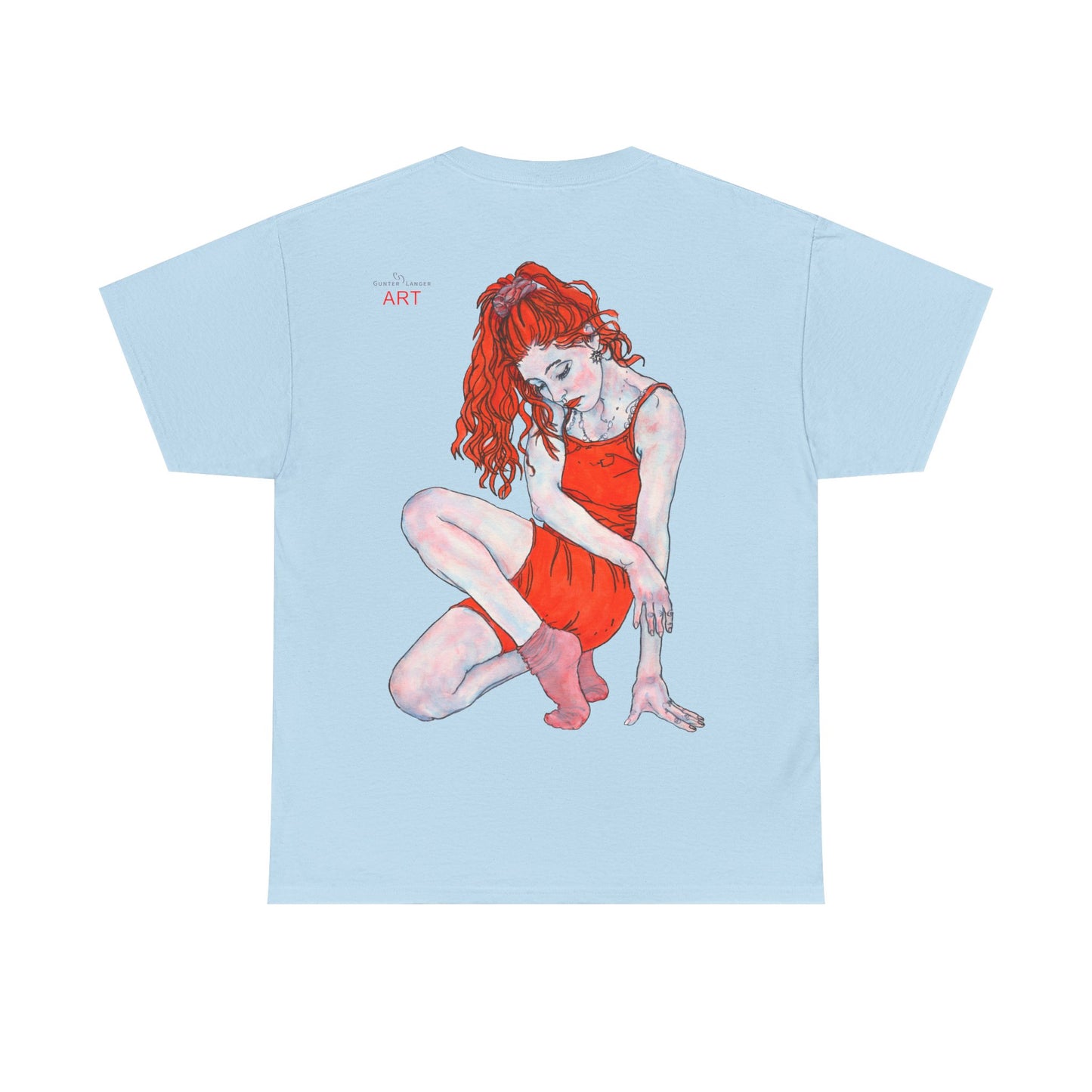 Unisex Heavy Cotton Tee - Motiv:  Front Julia, H25 cm & Rückseite Julia, H 49 cm