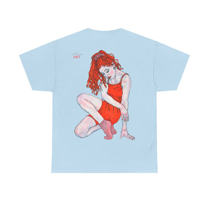 Unisex Heavy Cotton Tee - Motiv:  Front Julia, H25 cm & Rückseite Julia, H 49 cm