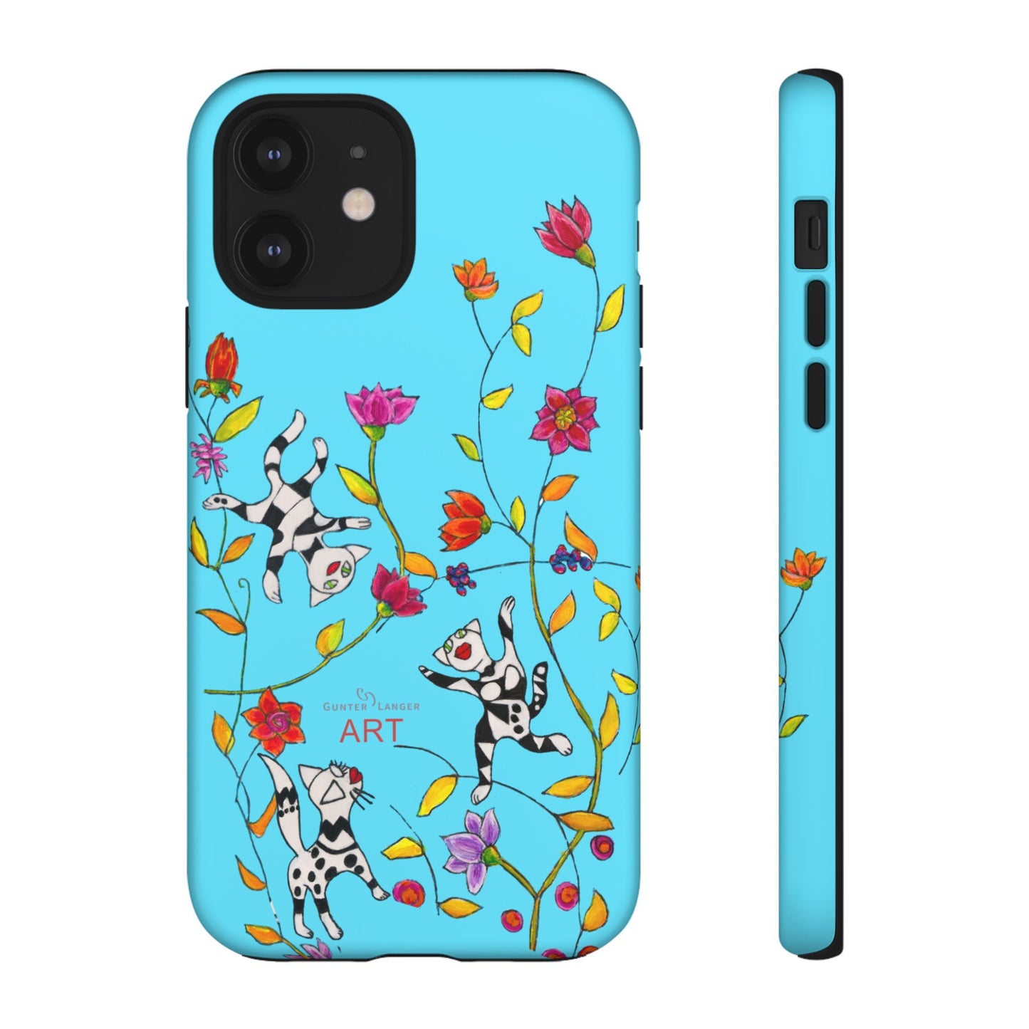 Tough Cases - iPhone - Motiv: Karierte Katzen, blau