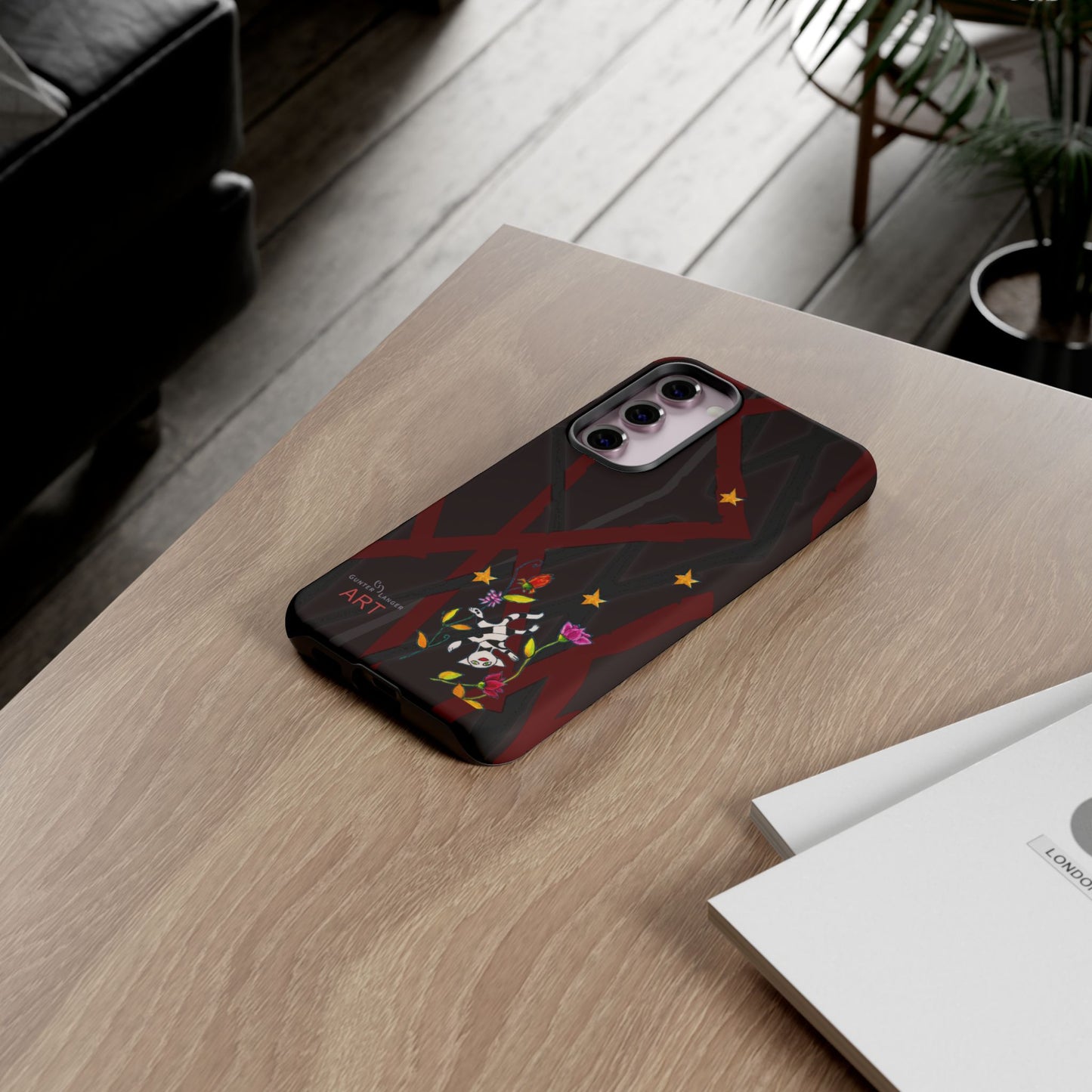 Tough Cases - Google Pixel - Samsung Galaxy - Motiv: Katze schwebt und Ranken, H 5,26 cm, Mikado3
