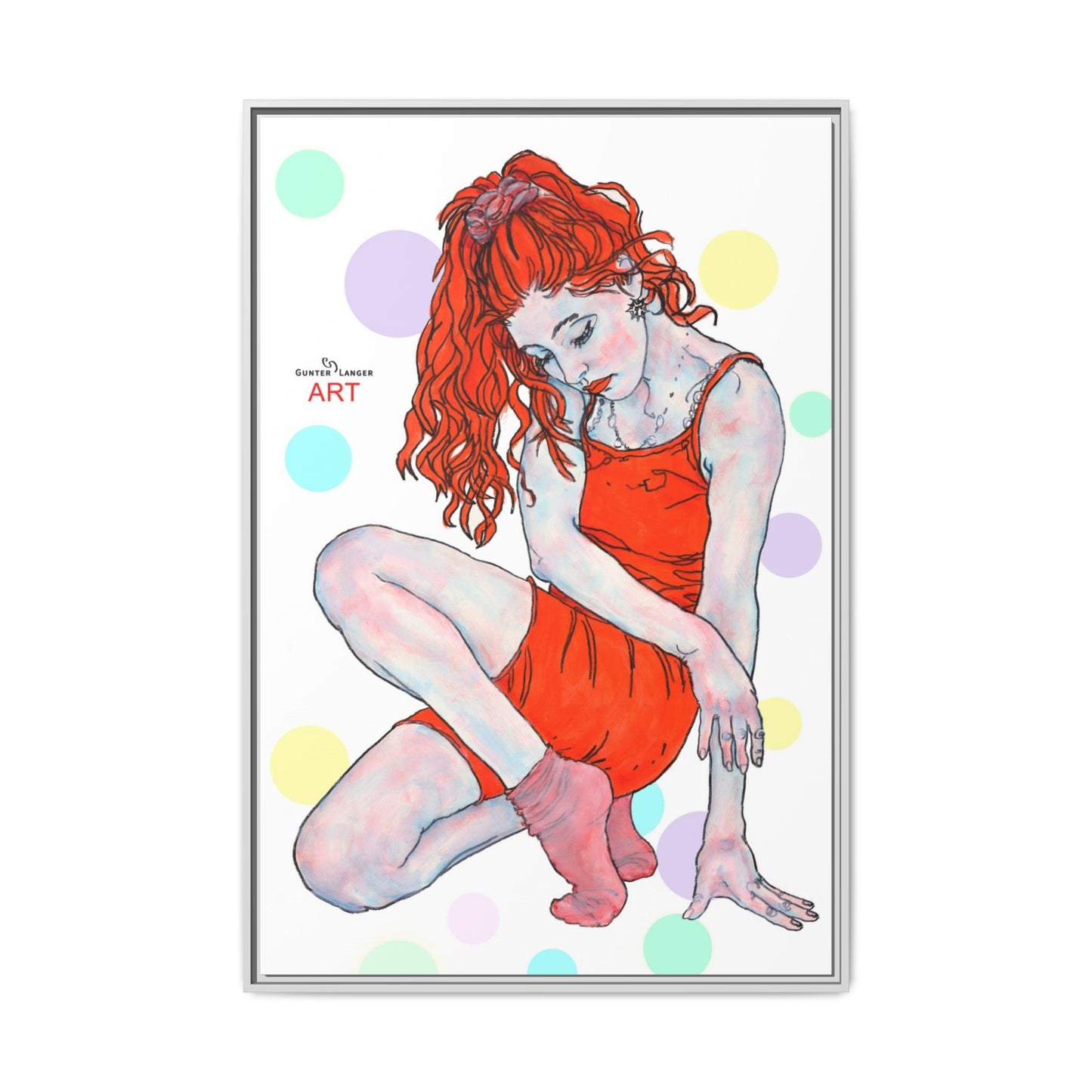 Matte Canvas, Framed (Multi-color) - Motiv:  Julia, Farbkreise, Format groß, H 91,4 bis 152,4 cm