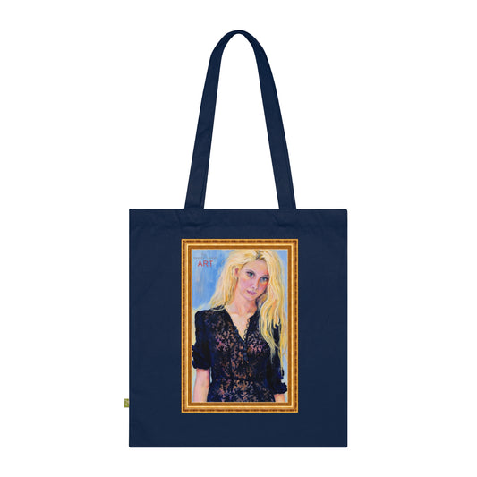Organic Cotton Tote Bag - Motiv: Aljona (halb, gerahmt), einseitig bedruckt, H 30 cm