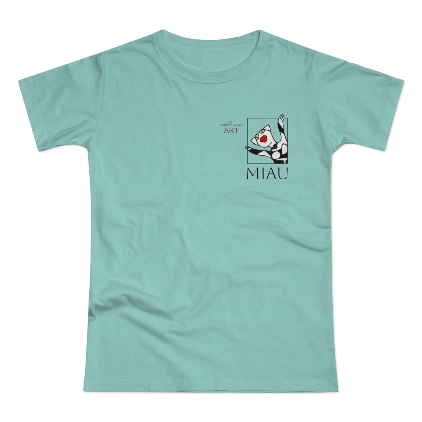 Single Jersey Women's T-shirt - hell - Motiv: Miau, H 9,7 cm