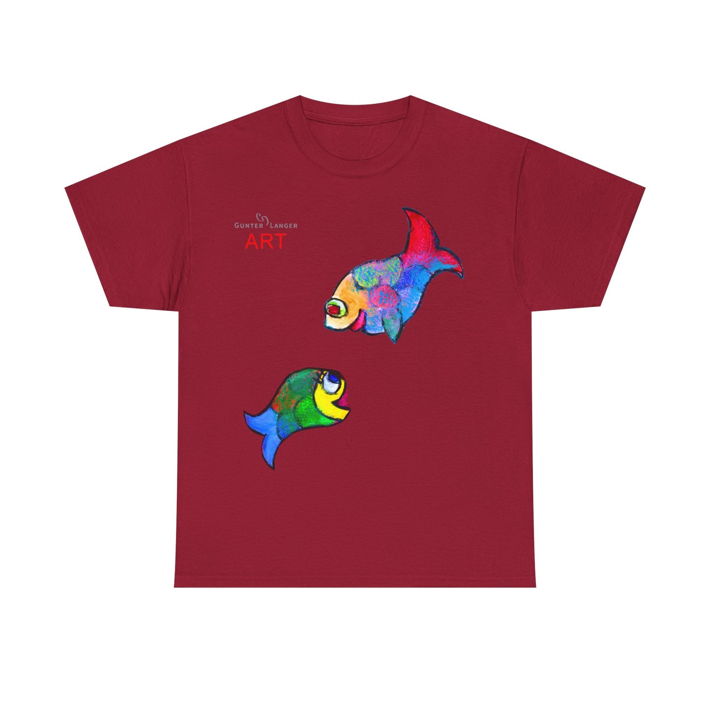 Unisex Heavy Cotton Tee - Motiv: Front Zwei Fische zueinander