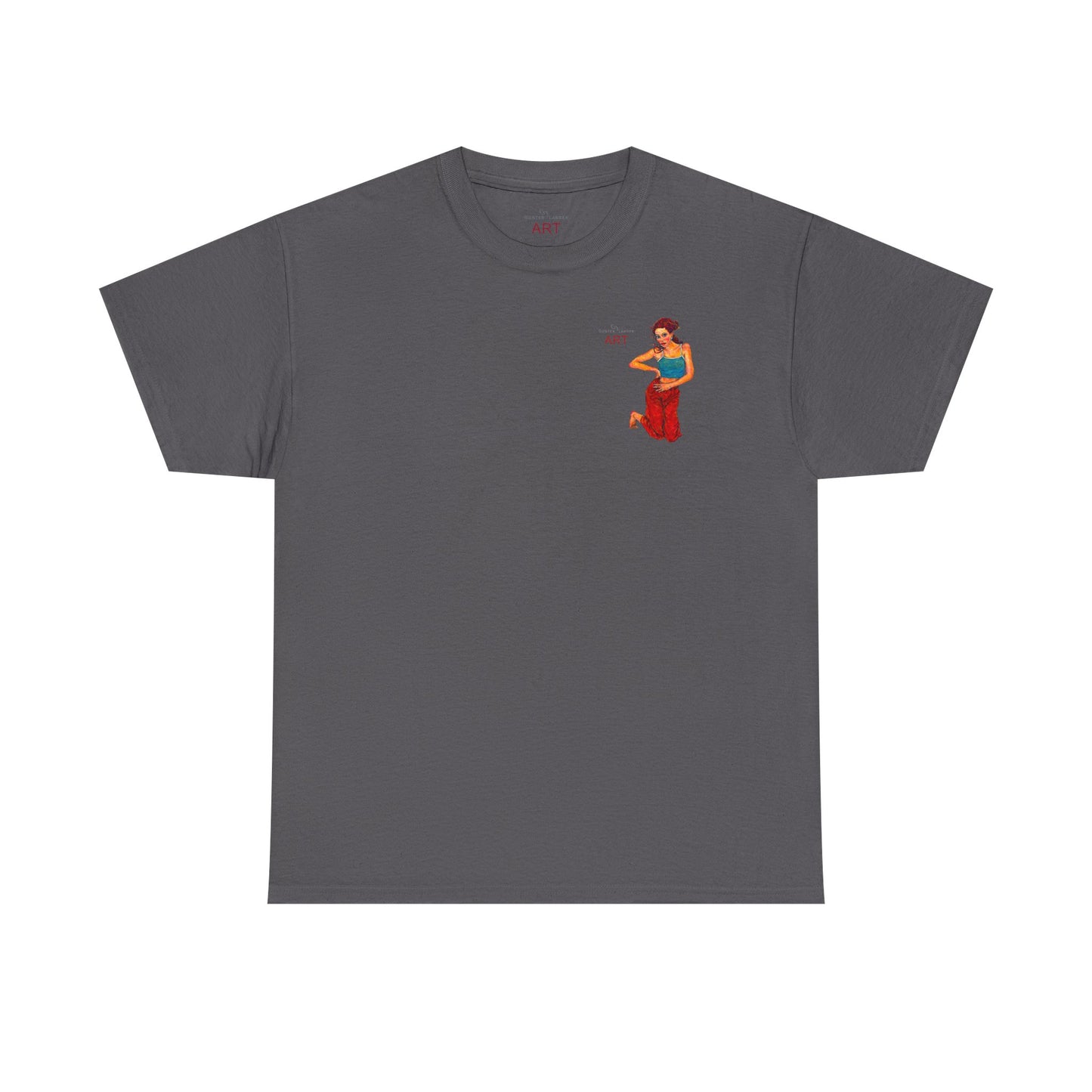 Unisex Heavy Cotton Tee - Motiv: Front, Lea, H 13cm & Rückseite, Lea A02, Ranken, 40 cm, Neck Label