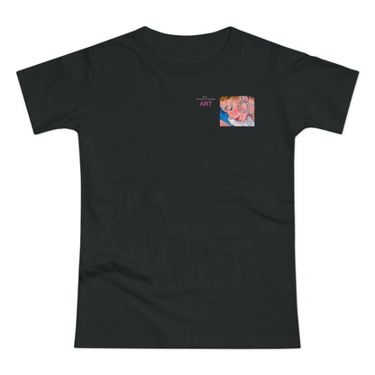 Single Jersey Women's T-shirt- dunkel - Motiv: Alva, Ausschnitt, H 6,5 cm