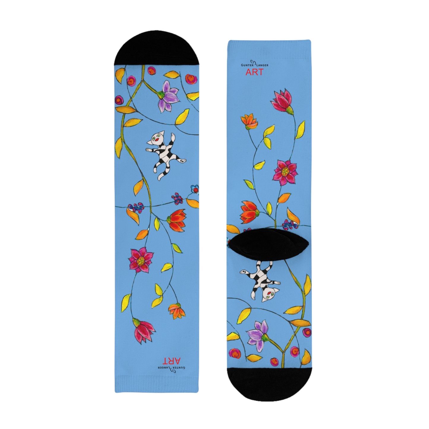 Sublimation Crew Socks (EU) - Motiv: Katzen und Ranken