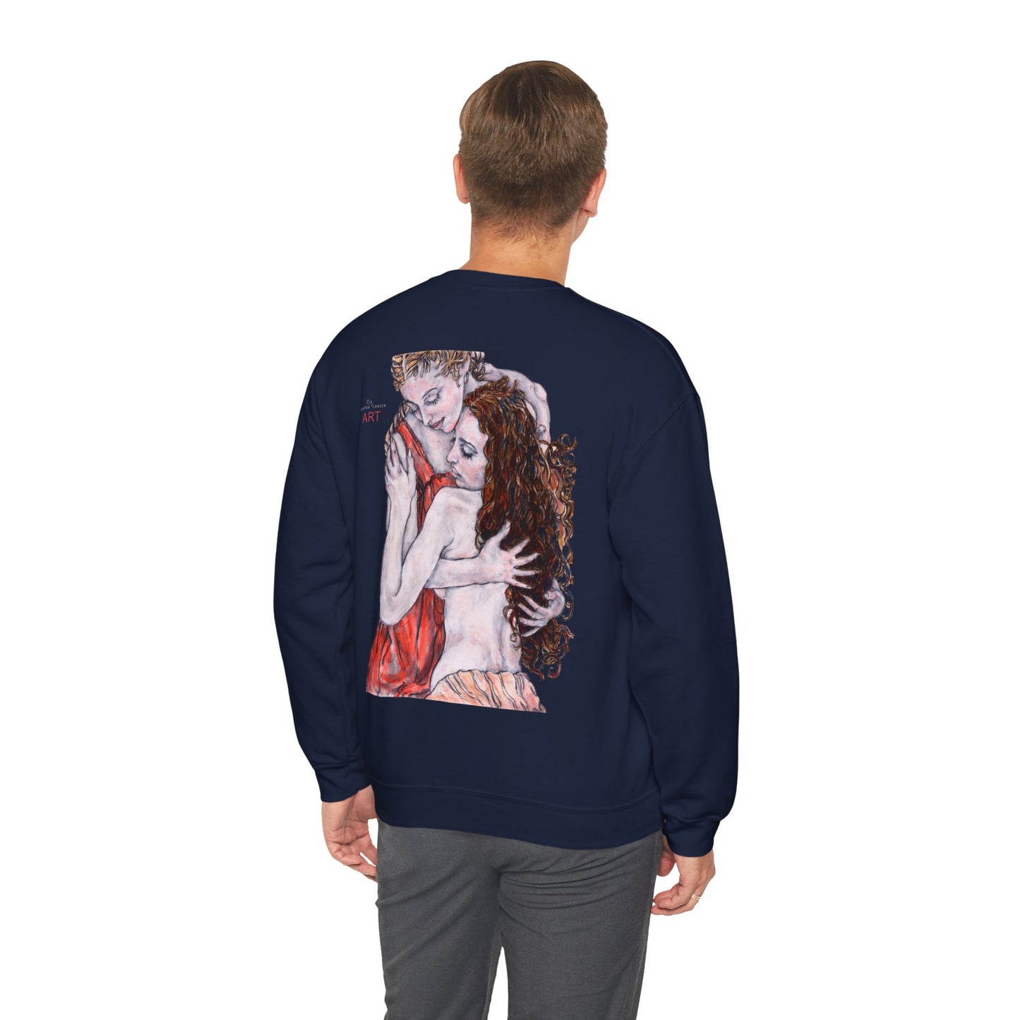 Unisex Heavy Blend™ Crewneck Sweatshirt - Motiv: Front Bei dir (Ausschnitt) & Rückseite Bei dir H 43 cm