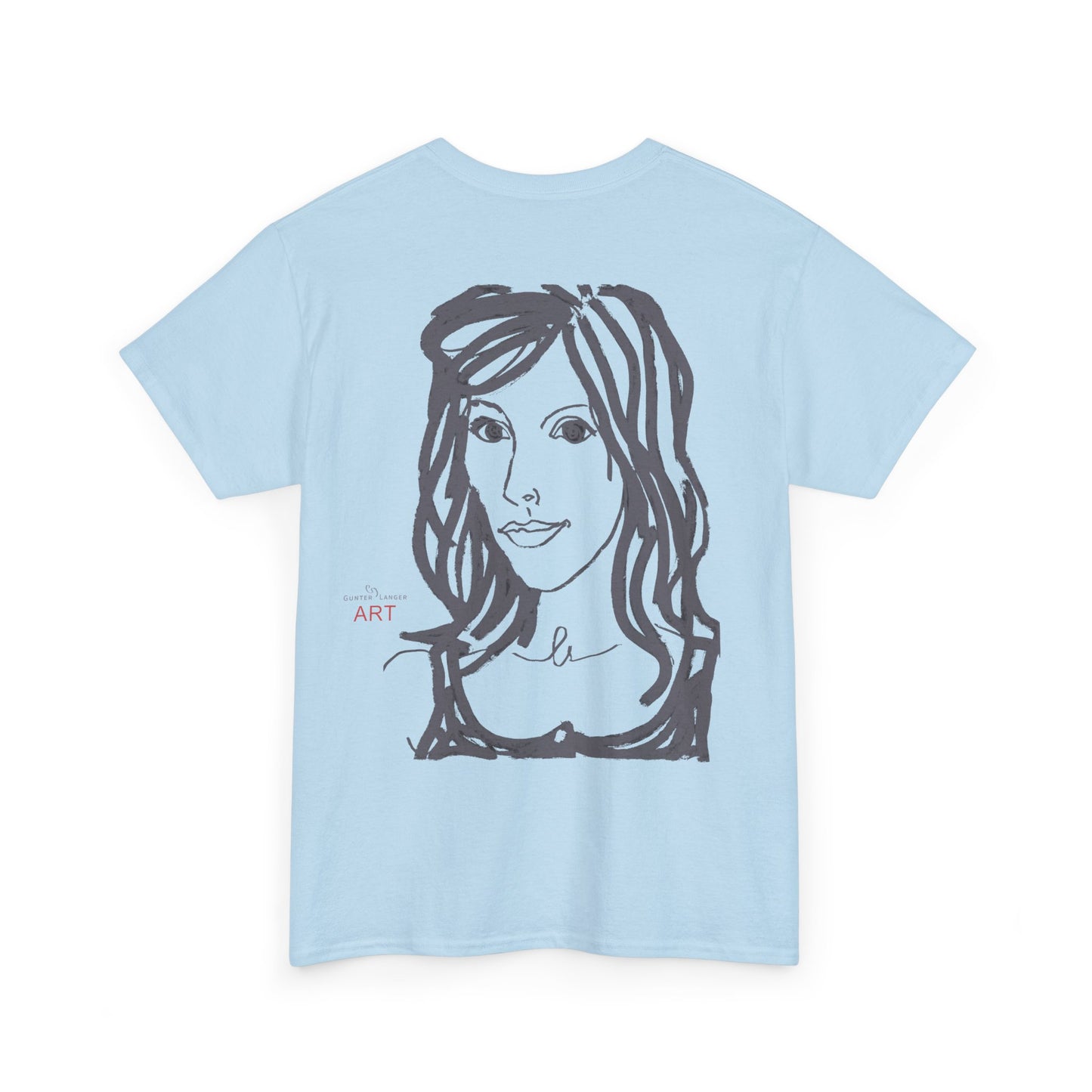 Unisex Heavy Cotton Tee - Motiv:  Front Esther ( grau, klein) & Rückseite Esther (grau), Neck Label