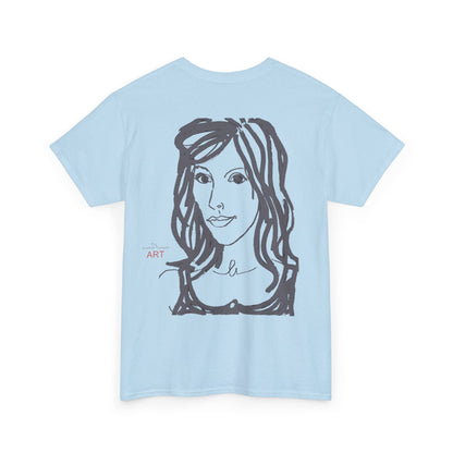 Unisex Heavy Cotton Tee - Motiv:  Front Esther ( grau, klein) & Rückseite Esther (grau), Neck Label