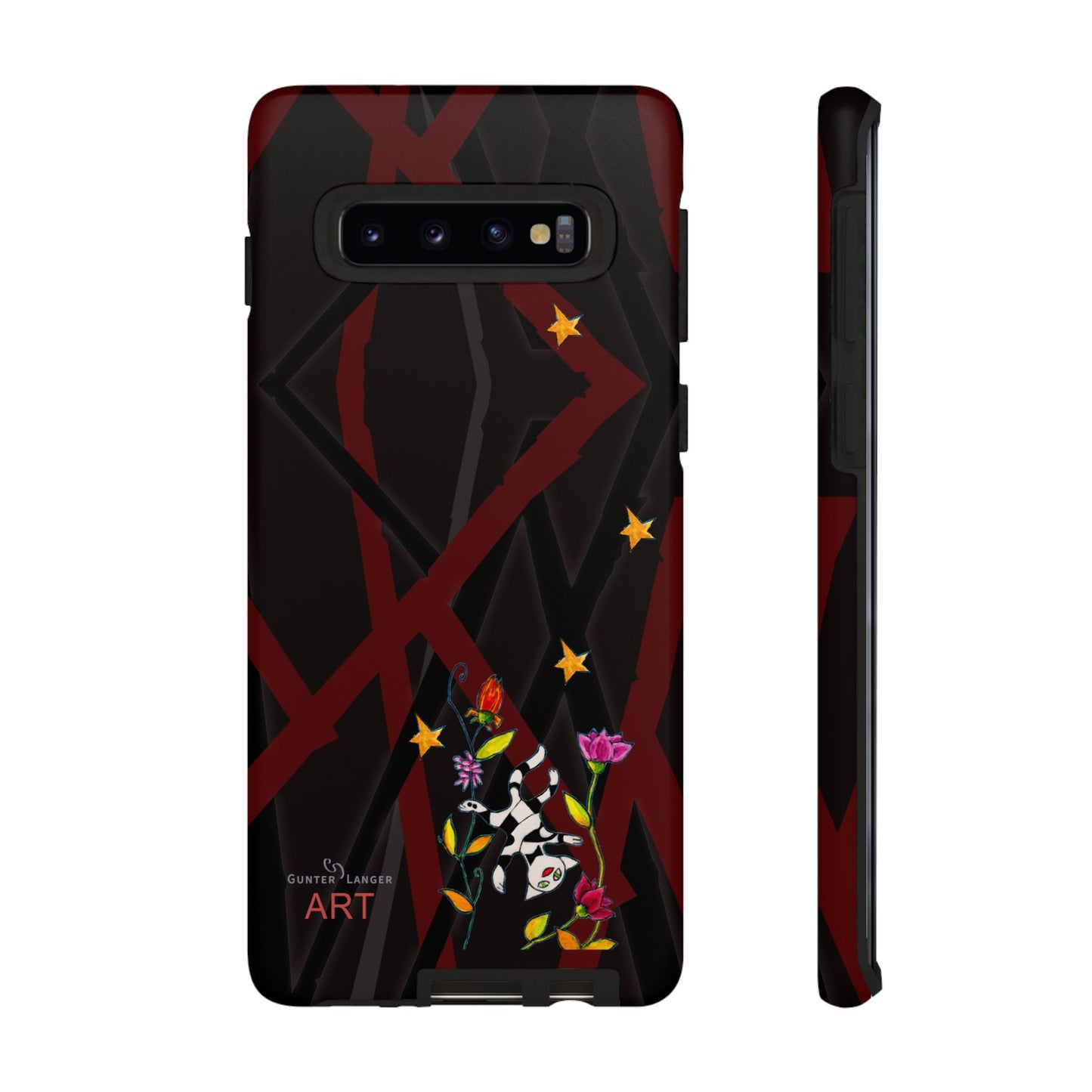 Tough Cases - Google Pixel - Samsung Galaxy - Motiv: Katze schwebt und Ranken, H 5,26 cm, Mikado3