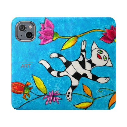 Flip Cases - Motiv: Gescheckte Katze schwebt