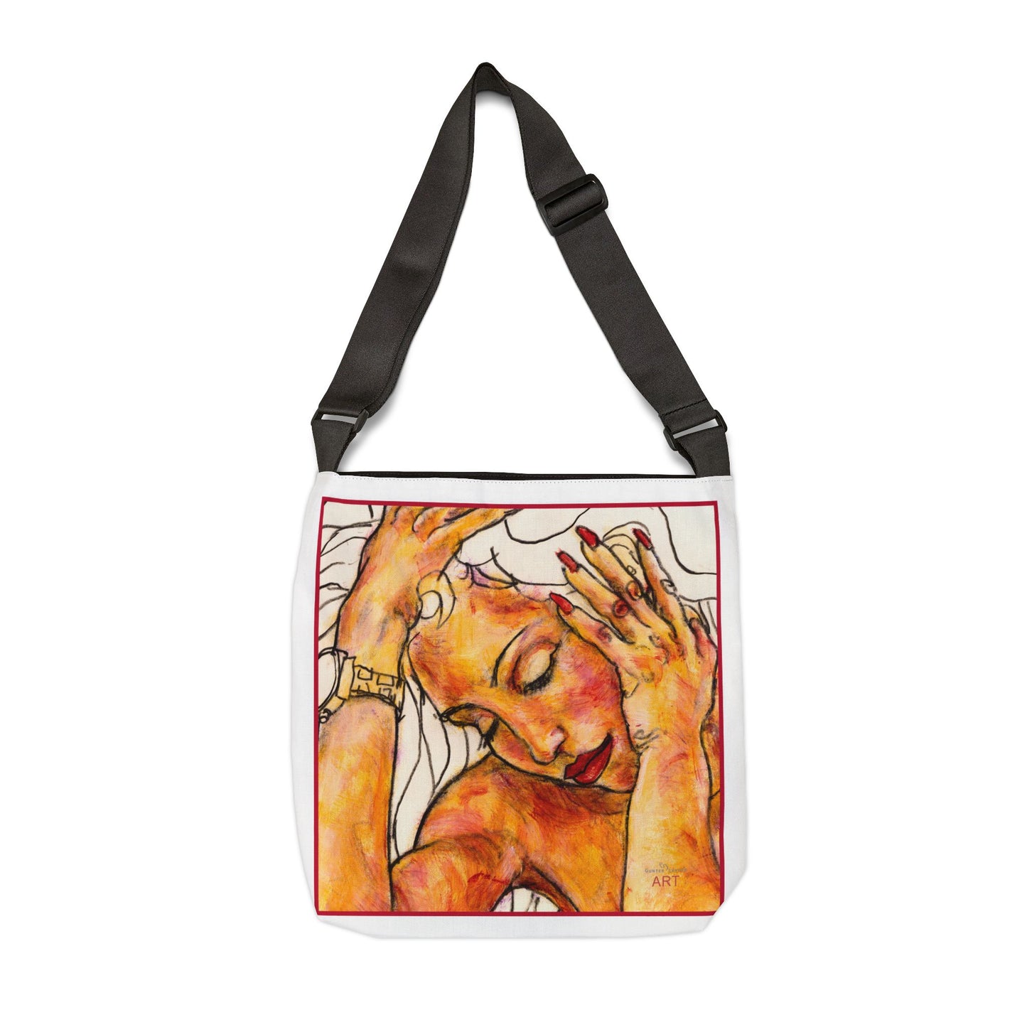 Adjustable Tote Bag (AOP) - Motiv: Kasten - 16''x16'' (40,6 x40,6 cm) -  Front "Maylin" & Rückseite "Romina"