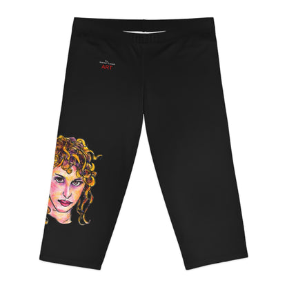 Women's Capri Leggings (AOP) -  Motiv:  Antonietta, schwarz, 2