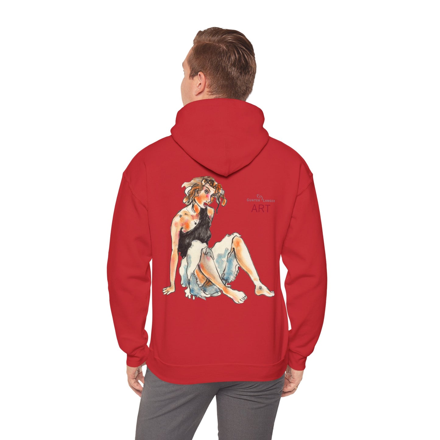 Unisex Heavy Blend™ Hooded Sweatshirt - Motiv Frontseite "Rosa", H 28 cm & Rückseite "Rosa", H 34 cm