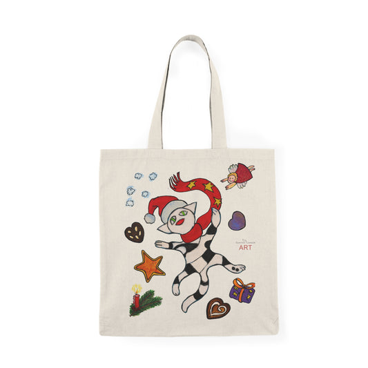 Natural Tote Bag - Motiv: Weihnachtskatze 3 H 29 cm