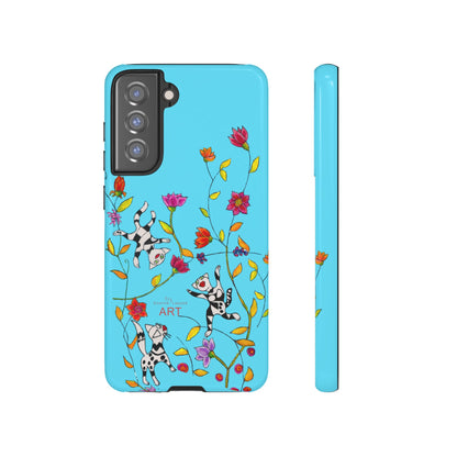 Tough Cases - Google Pixel - Samsung Galaxy - Motiv: Karierte Katzen, blau