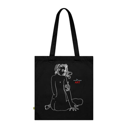 Organic Cotton Tote Bag - Motiv: Emilia (weiß), einseitig bedruckt, H 30 cm