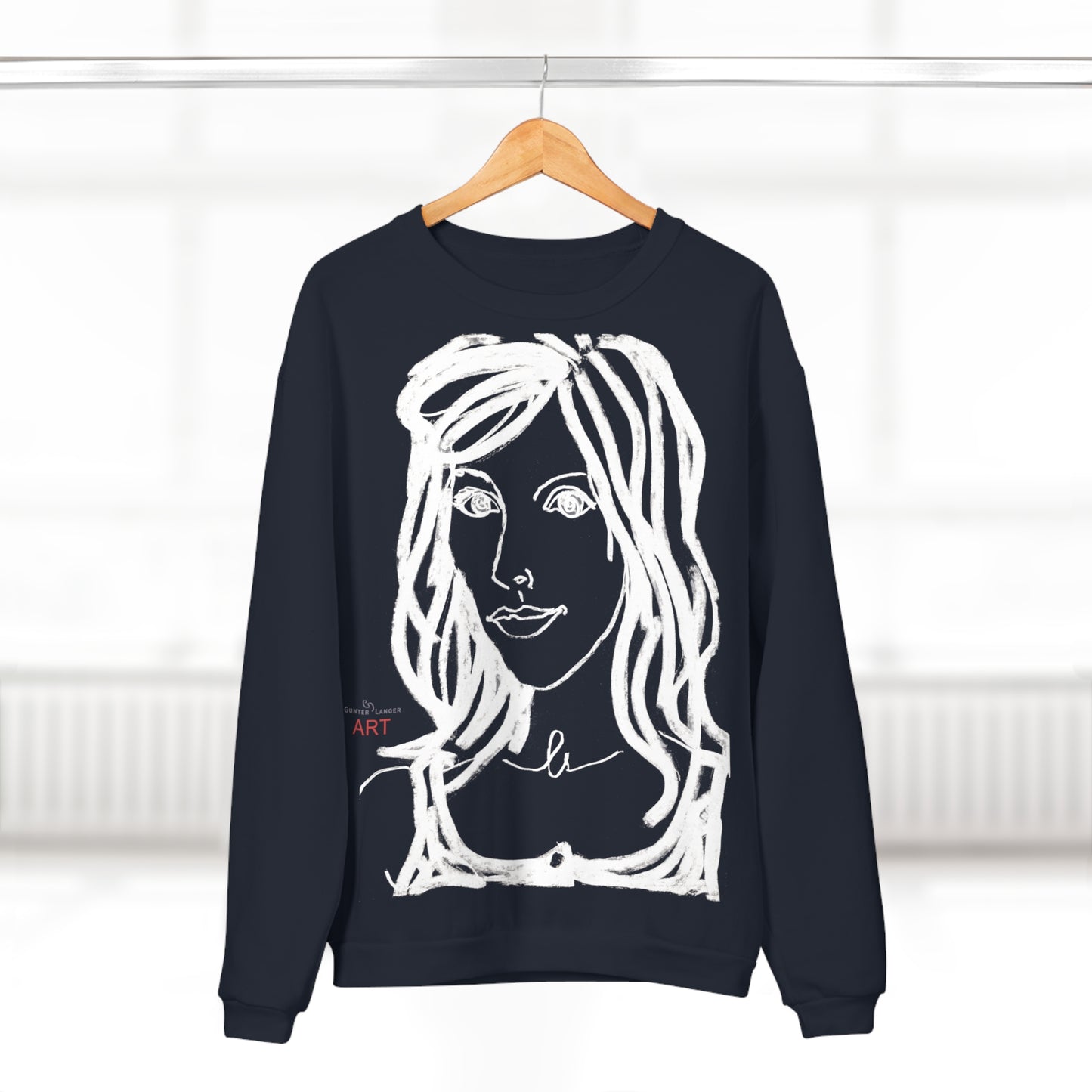 Unisex Crew Neck Sweatshirt (EU) - Motiv: Front Esther &  Rückseite Esther (weiß)