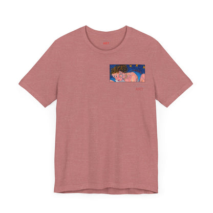 Unisex Jersey Short Sleeve Tee - Motiv: Front Alva (Ausschnitt H 7,8 cm) & Rückseite Alva, H 41 cm, Neck Label