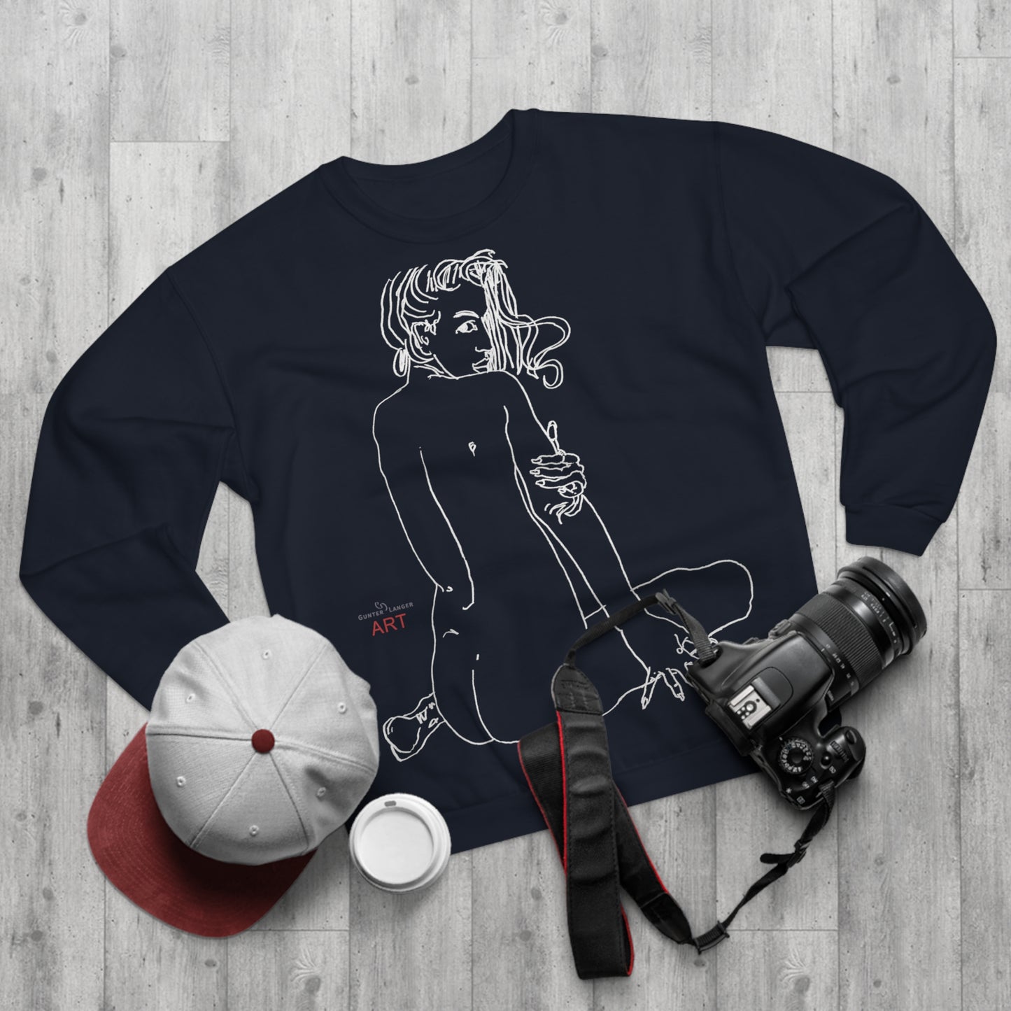 Unisex Crew Neck Sweatshirt (EU) - Motiv: Front Emilia & Rückseite Emilia, (Weiß) H 48 cm