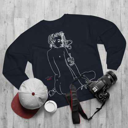 Unisex Crew Neck Sweatshirt (EU) - Motiv: Front Emilia & Rückseite Emilia, (Weiß) H 48 cm