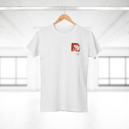 Single Jersey Women's T-shirt - hell - Motiv:  Front Julia, Ausschnitt 6,7 cm & Rückseite Julia, H 37 cm