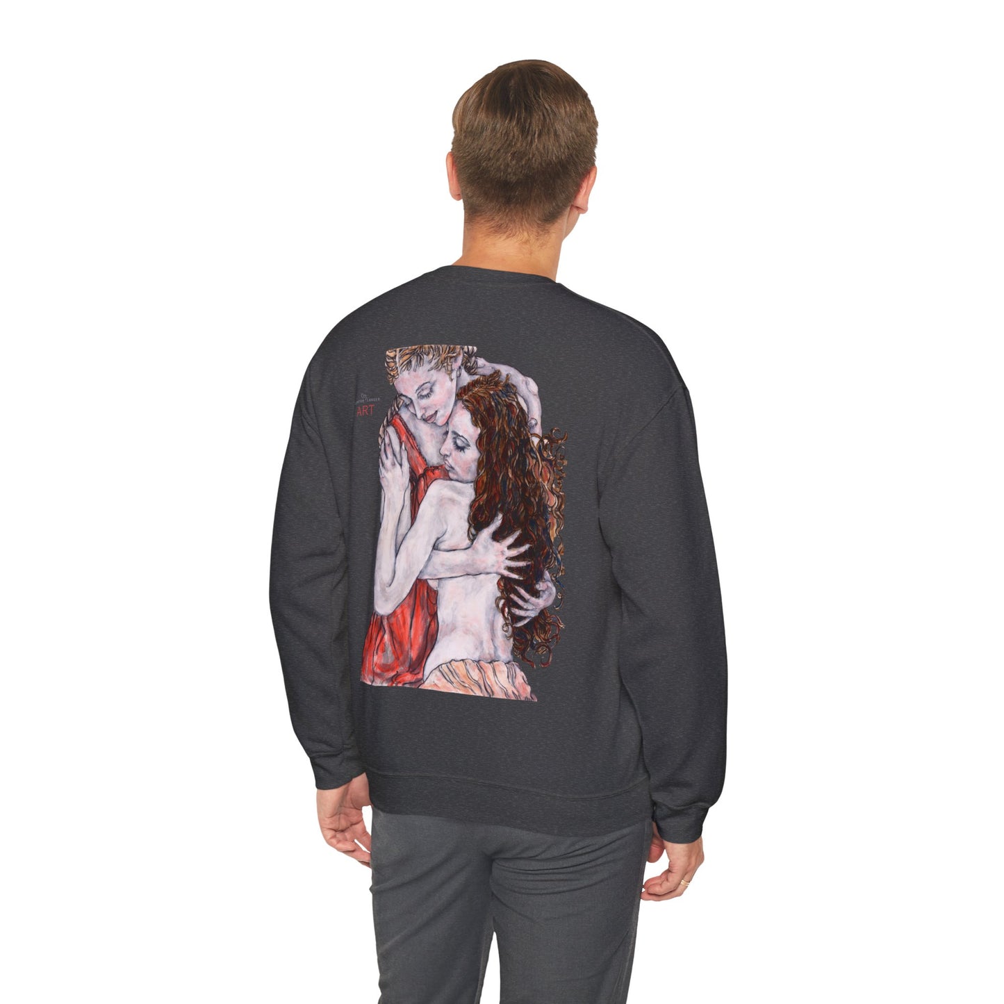 Unisex Heavy Blend™ Crewneck Sweatshirt - Motiv: Front Bei dir (Ausschnitt) & Rückseite Bei dir H 43 cm