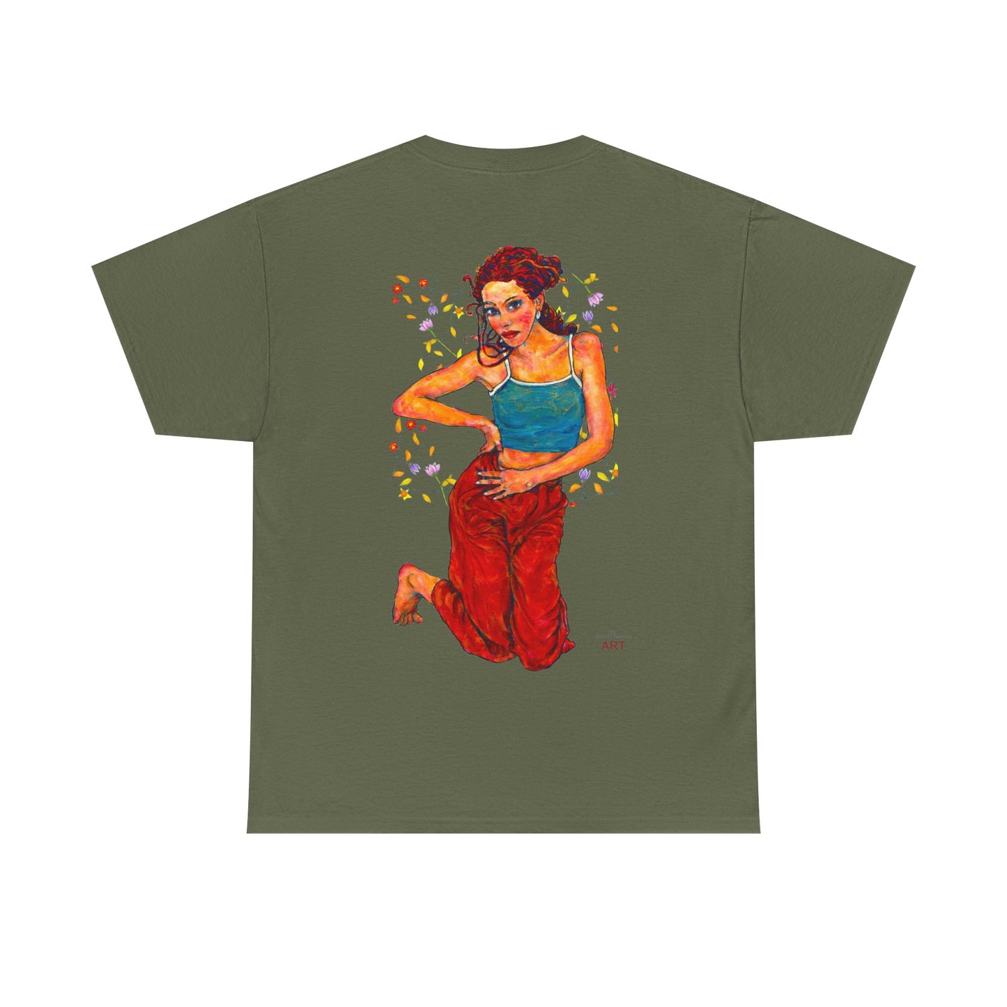 Unisex Heavy Cotton Tee - Motiv: Front, Lea, Ranken, H 13cm & Rückseite, Lea, Ranken, H 40,45 cm, Neck Label