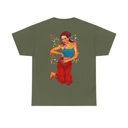 Unisex Heavy Cotton Tee - Motiv: Front, Lea, Ranken, H 13cm & Rückseite, Lea, Ranken, H 40,45 cm, Neck Label