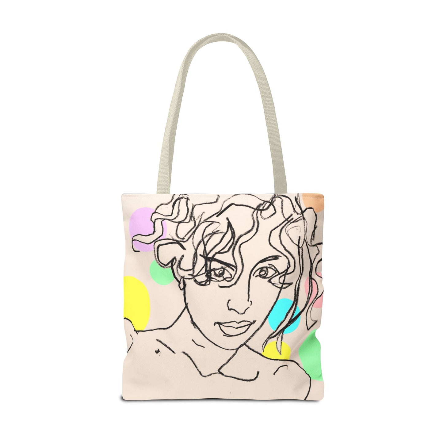 Tote Bag (AOP) - Motiv:  Front Rosalie & Rückseite Bea, Farbiger Hintergrund