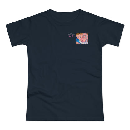 Single Jersey Women's T-shirt- dunkel - Motiv: Alva, Ausschnitt, H 6,5 cm