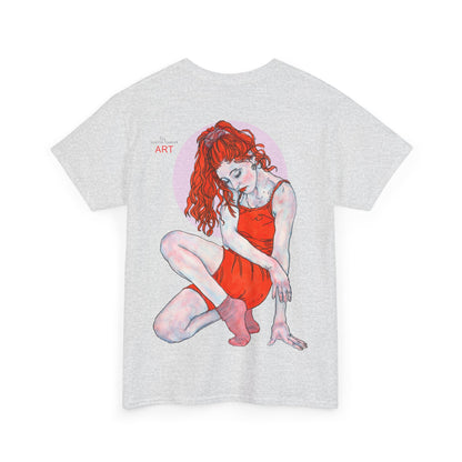 Unisex Heavy Cotton Tee - Motiv:  Front Julia, Ausschnitt & Rückseite Julia, H 49 cm, Aura, N-Label