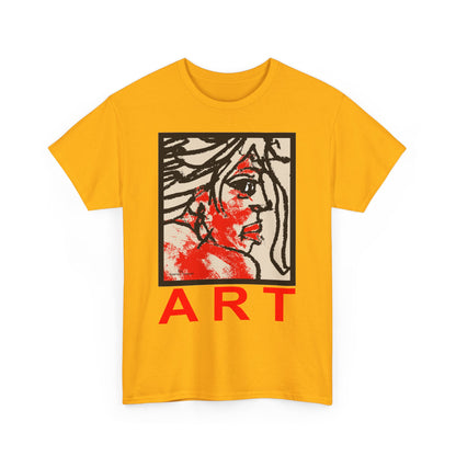 Unisex Heavy Cotton Tee - Motiv: Front, Ria mit Art Rot, H 40 cm