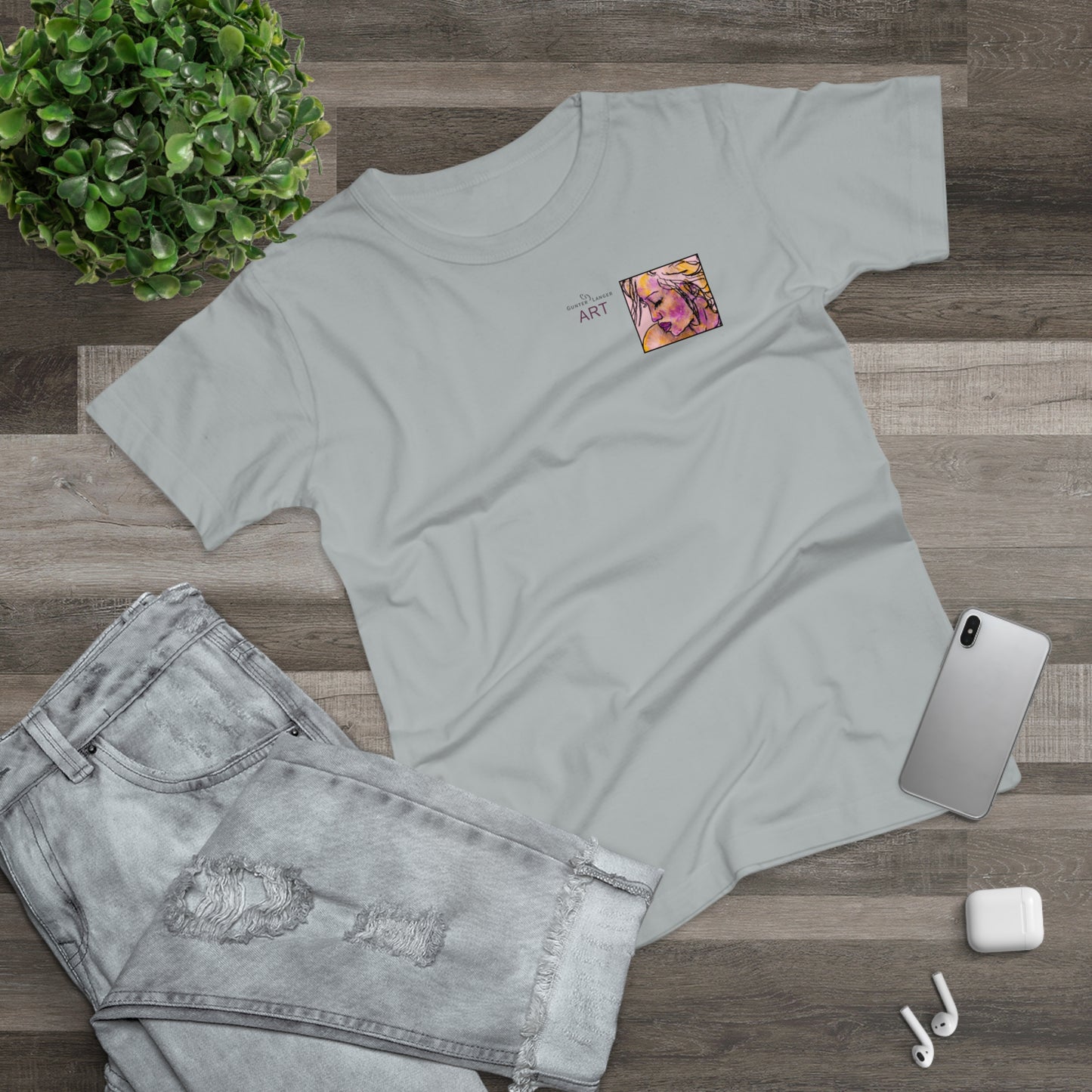 Single Jersey Women's T-shirt - hell - Motiv: Lilli, Ausschnitt, H 6,5 cm