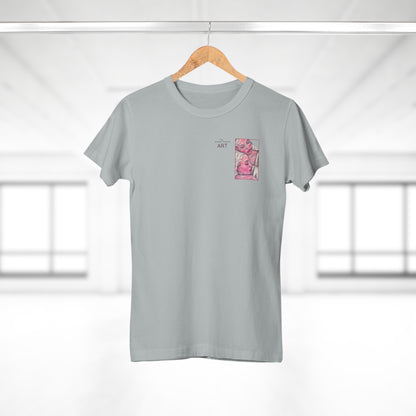 Single Jersey Women's T-shirt - hell - Motiv: Zuflucht, Ausschnitt, H 10 cm