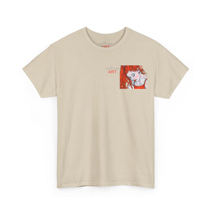 Unisex Heavy Cotton Tee - Motiv:  Front Julia, Ausschnitt & Rückseite Julia, H 49 cm, Aura, N-Label