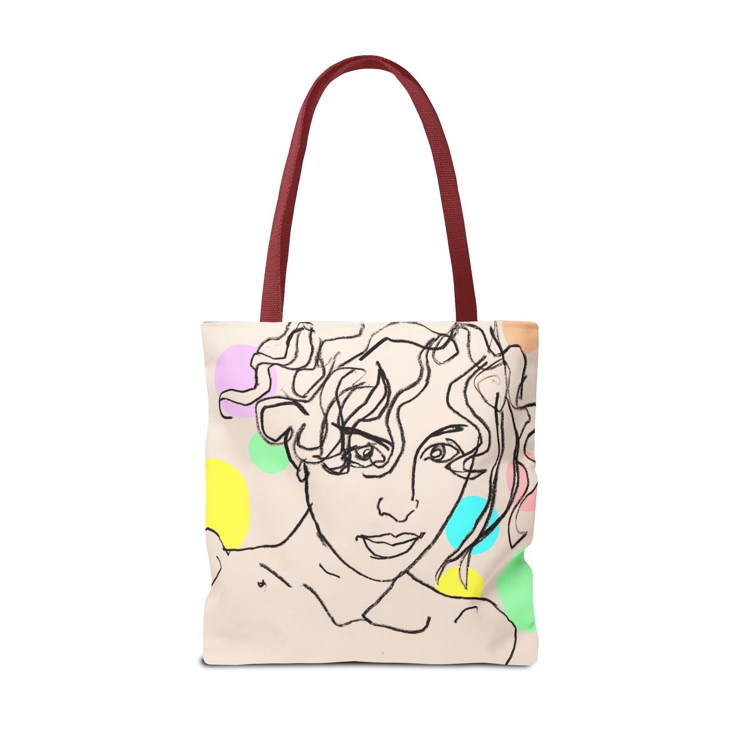 Tote Bag (AOP) - Motiv:  Front Rosalie & Rückseite Bea, Farbiger Hintergrund