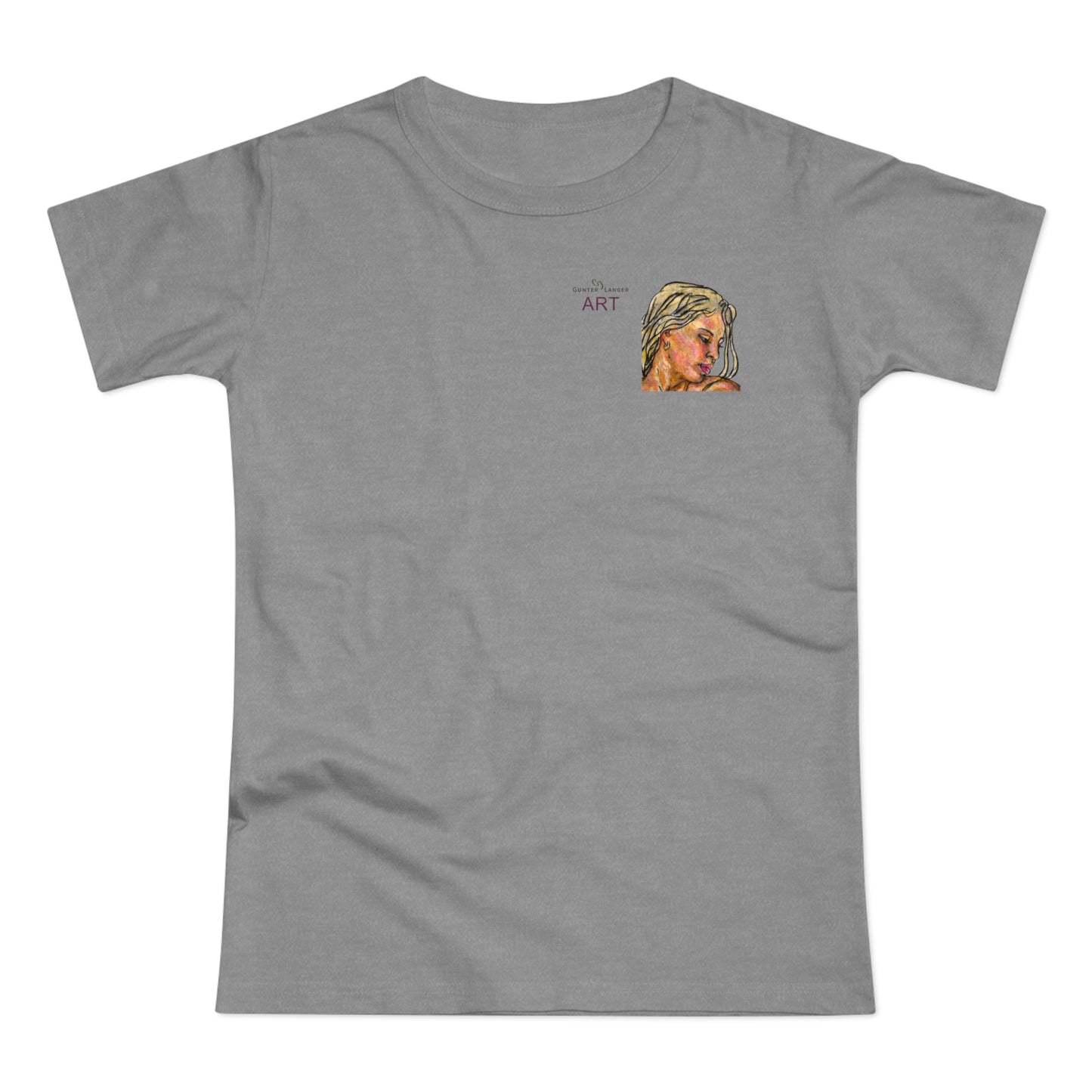 Single Jersey Women's T-shirt - hell - Motiv: Erna, Ausschnitt, H 8 cm
