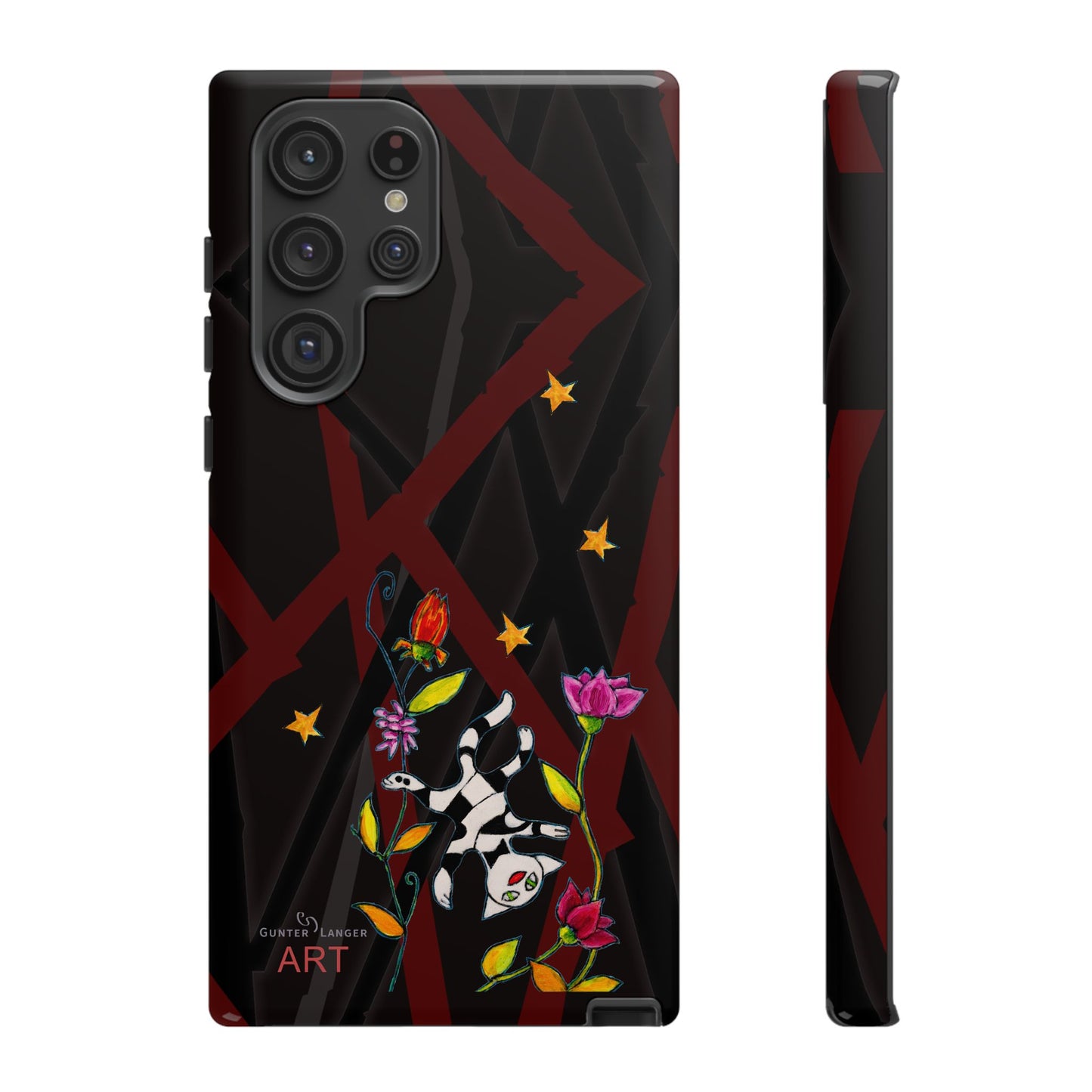 Tough Cases - Google Pixel - Samsung Galaxy - Motiv: Katze schwebt und Ranken, H 7,73 cm, Mikado3