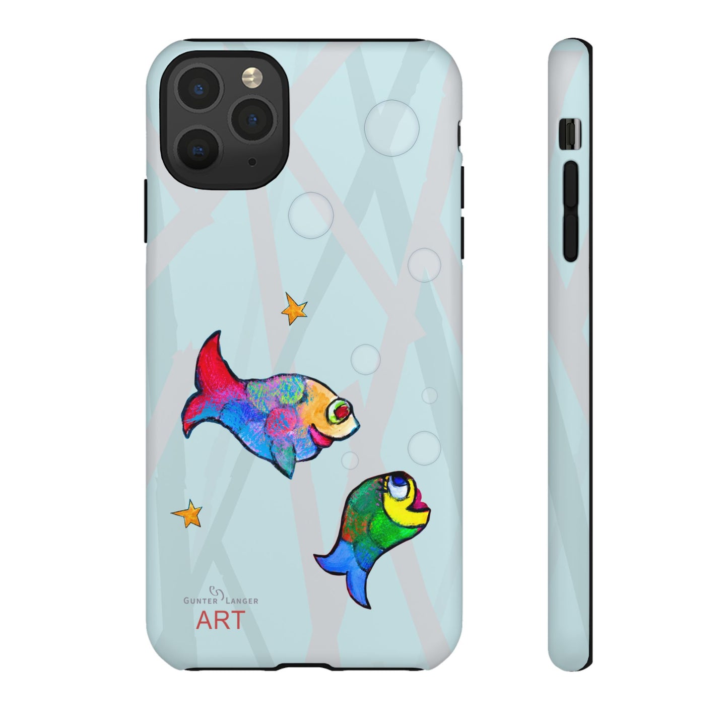 Tough Cases - iPhone - Motiv: "Fische", Mikado blau
