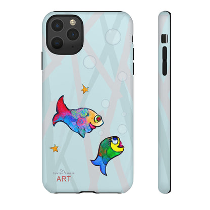 Tough Cases - iPhone - Motiv: "Fische", Mikado blau